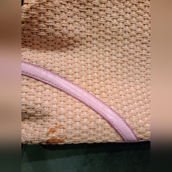 XOXO Y2K 2000s Pink Heart Cutout Straw/Rattan Bag - Picture 6 of 10